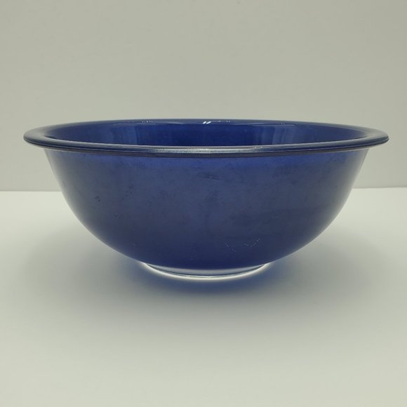 Pyrex Dark Blue 325 Clear Glass Bottom Mixing Nesting Serving 2.5 Quart Bowl - Picture 4 of 10